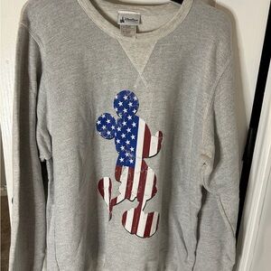 Disney Gray Crewneck Sweater with Patriotic Mickey